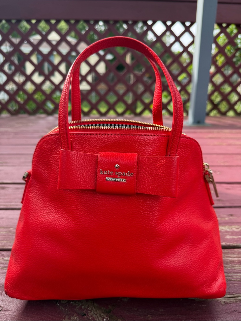 Kate Spade Red Leather Bow Dome Satchel